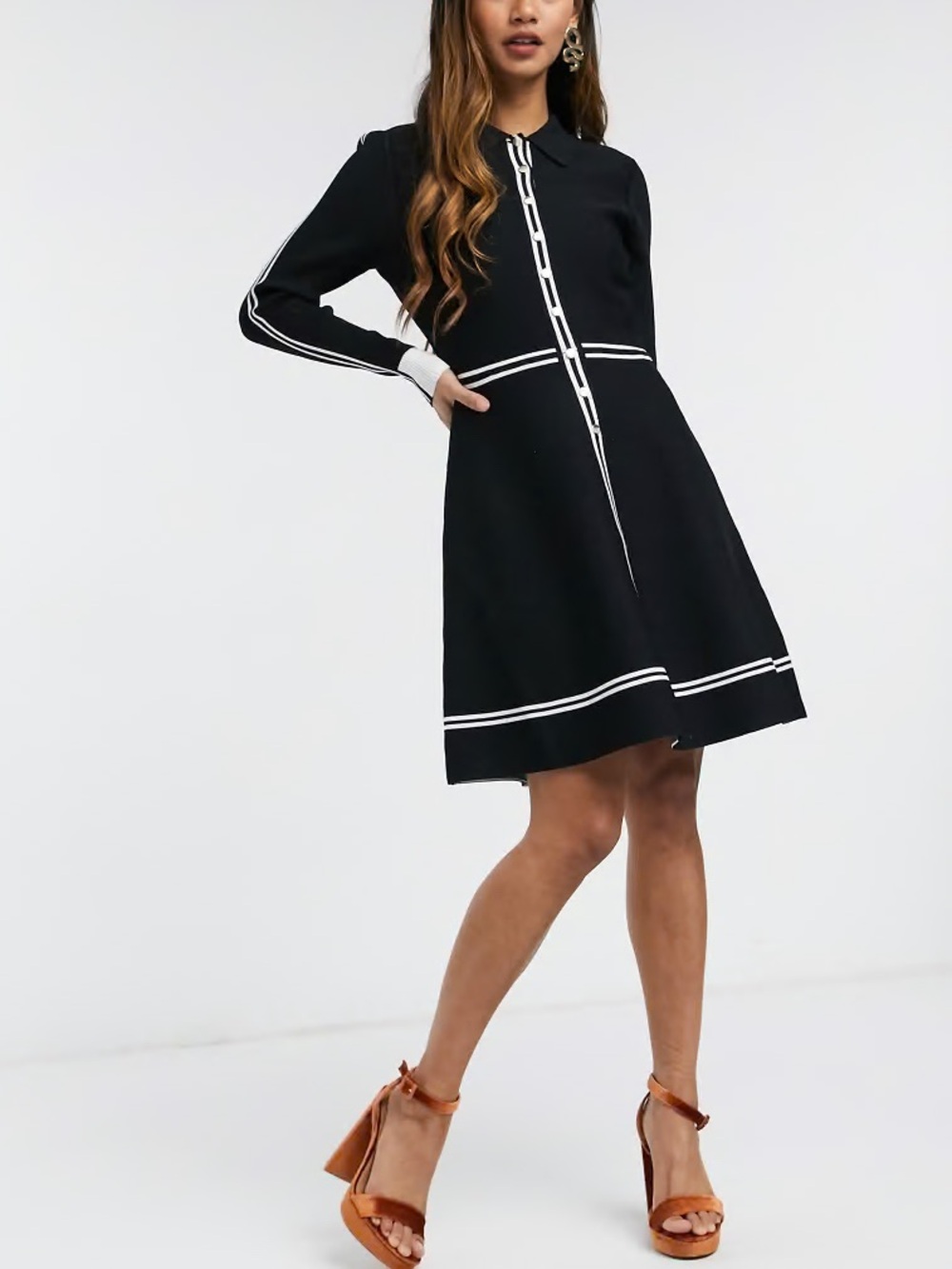 Ted Baker - Sofiyya Black and White Long Sleeve Dress